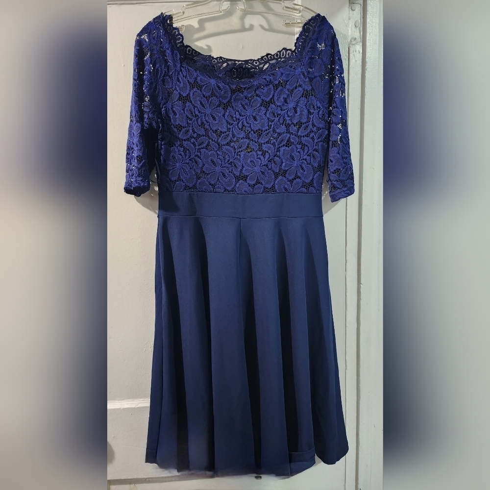 ✨NWT MissMNY Navy Blue Lace Semi-Formal Midi Dress - Size US XL ✨